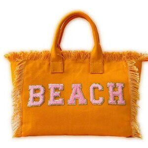 Orange Canvas Beach Bag
